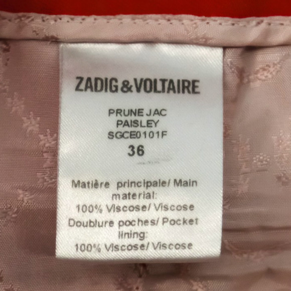 Zadig & Voltaire 36 Size Small S Red Prune Jac Paisley Print Tapered Ankle Pants - Picture 6 of 8